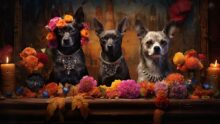 perro altar de dia de los muertos